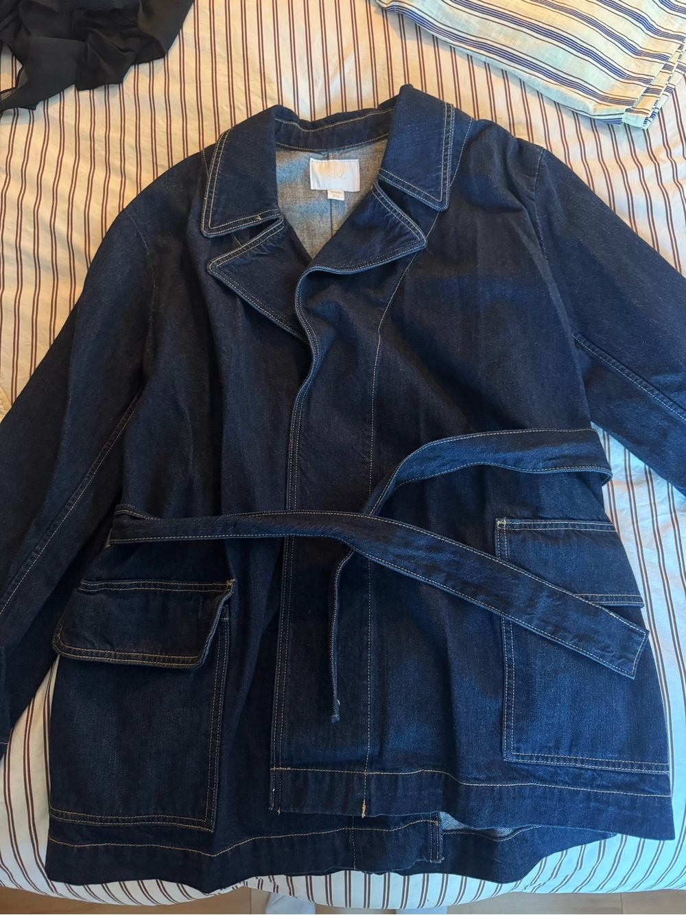 Zara Dark Indigo Denim Belted Jacket